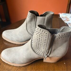 Taupe Perforated Ankle Boots - Women
